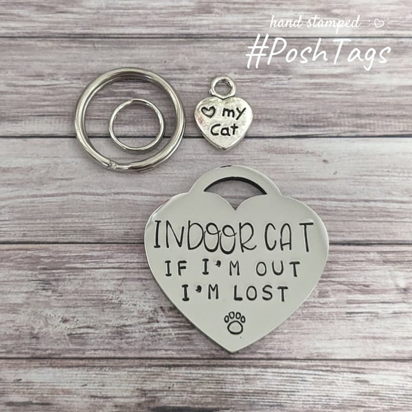 Cute deco style heart - Indoor Cat - if I'm out I'm lost - cat kitten pet hand s