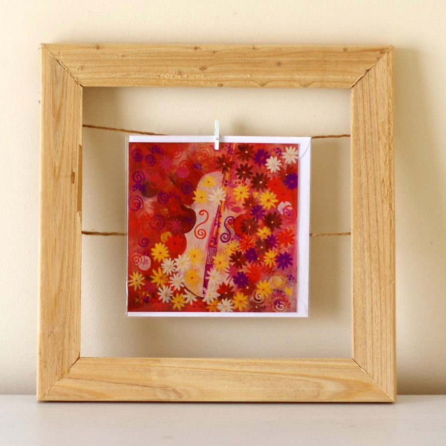 Artist Blank Card, Music and Flowers Greetings Card