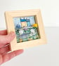 Little 3D fabric picture of houses and flowers, in a small wooden frame - Image 1