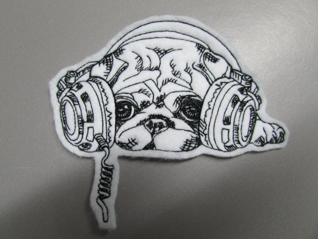 Pug Dog Embroidered Sew on Applique Patch