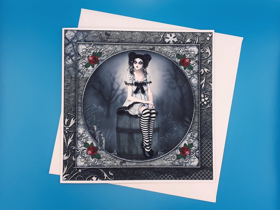 Gothic Birthday Card - 8x8 inches, 20x20cms