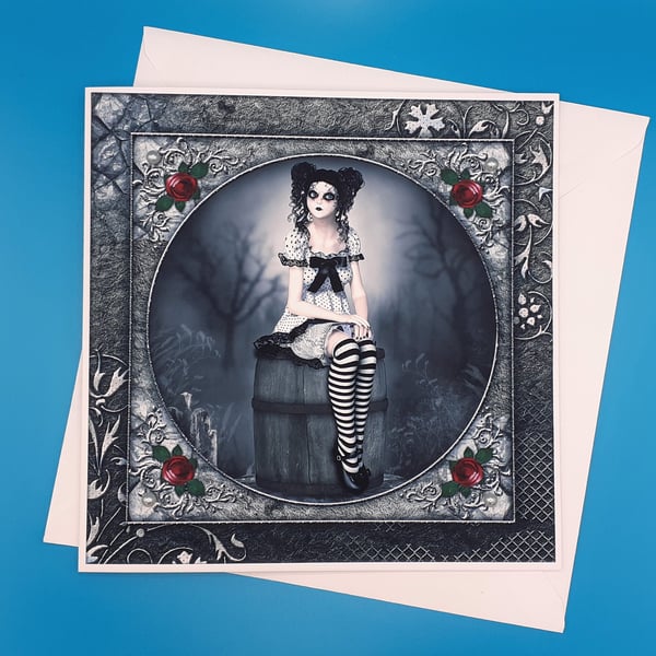 Gothic Birthday Card - 8x8 inches, 20x20cms