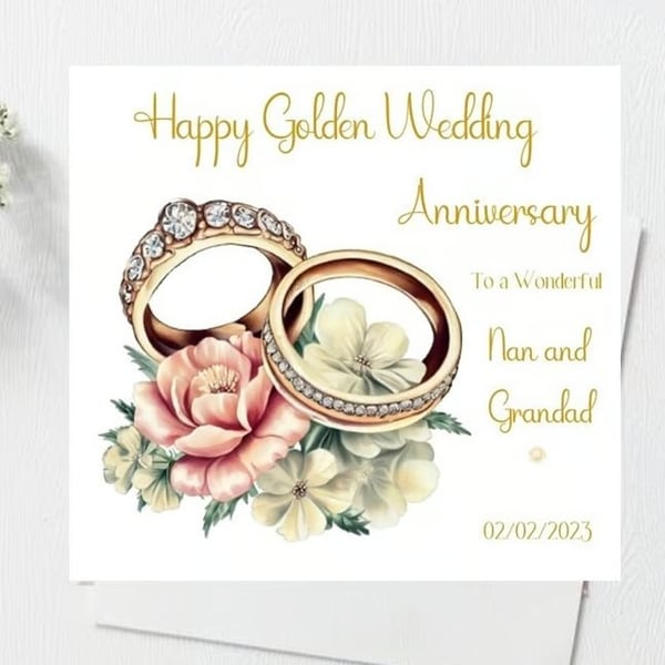Golden Wedding Anniversary Personalised Card 50th Anniversary For Mum Dad Nan Gr
