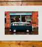 Classic VW Camper, Glasgow Signed Mounted Print FREE DELIVERY - Image 1