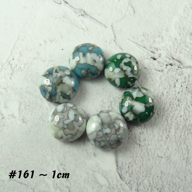 3 pairs of handcrafted unique art glass cabochons, 1cm (161)