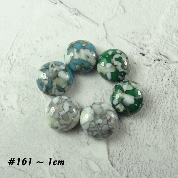 3 pairs of handcrafted unique art glass cabochons, 1cm (161)