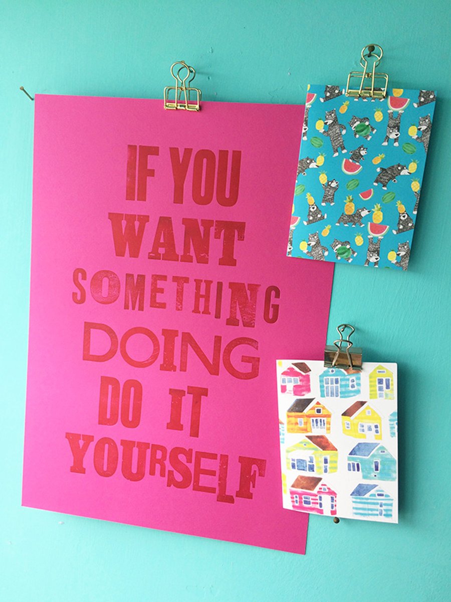 If You Want...Hot Pink Letterpress print by Jo Brown home office workspace decor