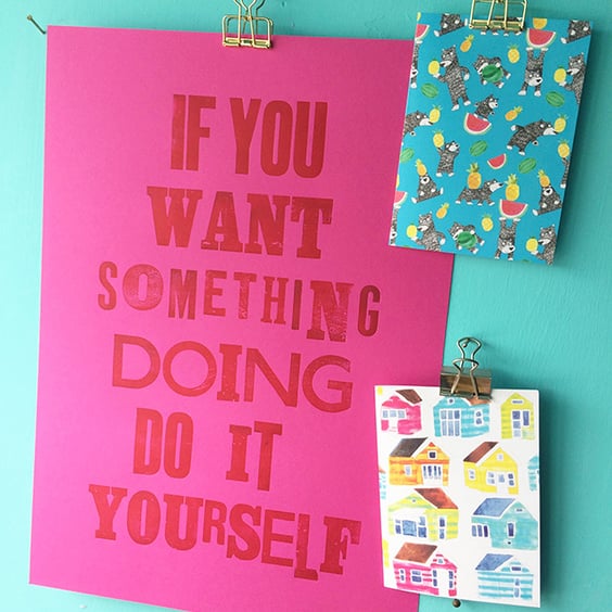 If You Want...Hot Pink Letterpress print by Jo Brown home office workspace decor