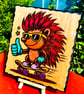 Funky hedgehog wooden plaque  - Image 2