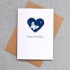 'Happy Birthday' swallow cyanotype card (Free UK Postage)