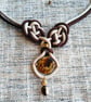 Coffee Agate Pendant Chinese Coin Knot Double Rope Necklace 18 Inch - Image 2