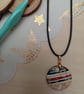 Red and black patterned hand painted wooden necklace 