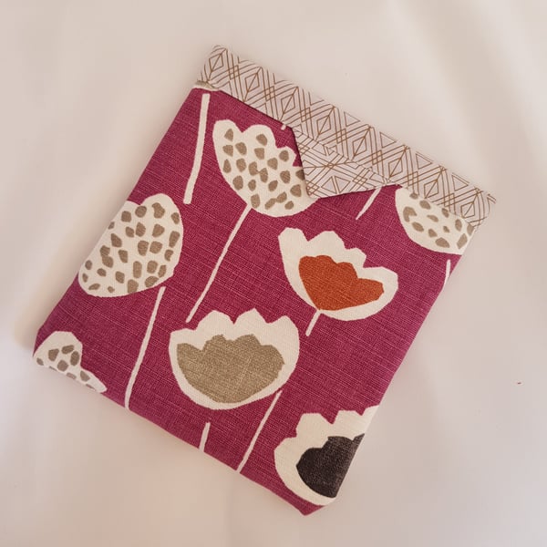 Snap pouch: contemporary floral design on purple
