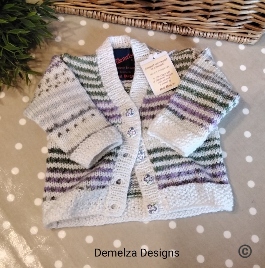 Baby Girl's Cardigan  with Merino Wool & Cotton 6-12 months (HELP A CHARITY)