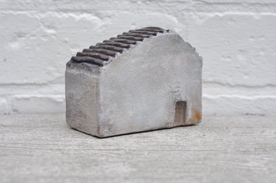 Handmade Concrete Ornament House - Bookend or Paperweight Modern Home Decor, Uni