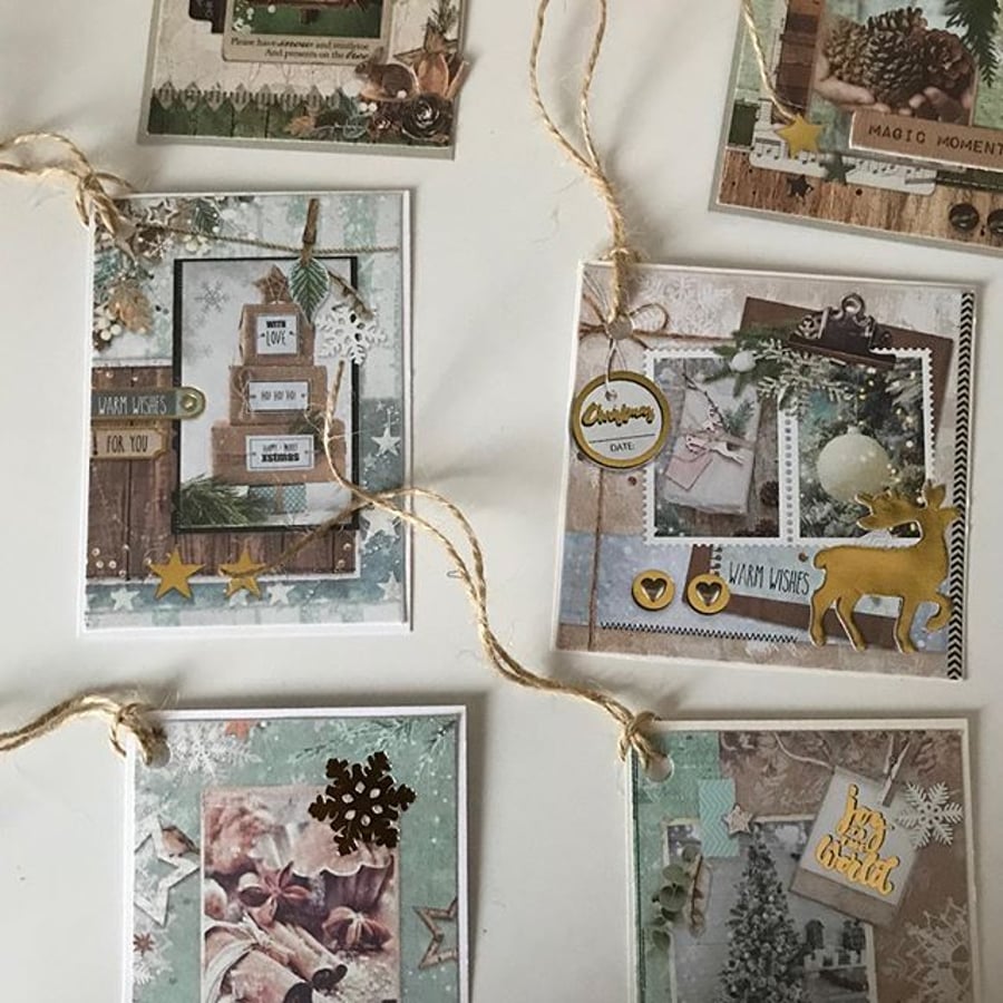 Pack of 6 Rustic Christmas Gift Tags NEW REDUCED PRICE
