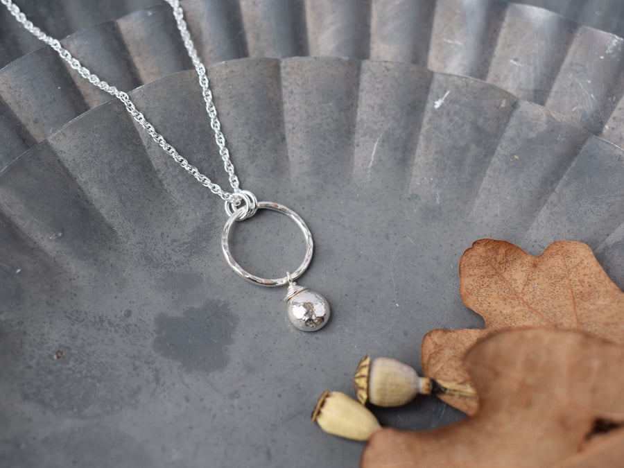 Silver Circle Necklace - Rustic Hammered Silver Jewellery