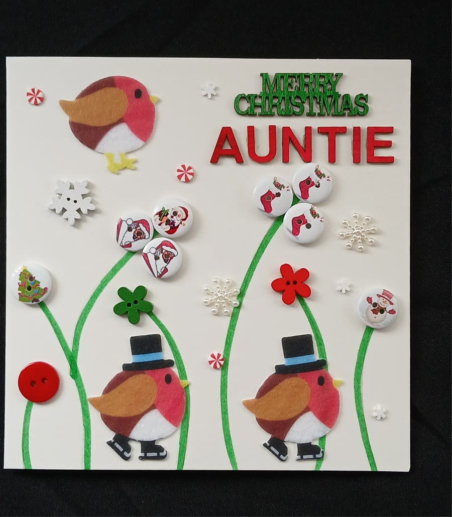 Handmade, auntie christmas card 