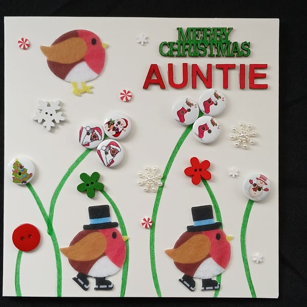 Handmade, auntie christmas card 