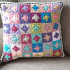 Multicoloured Mini Squares Crochet Cushion Cover