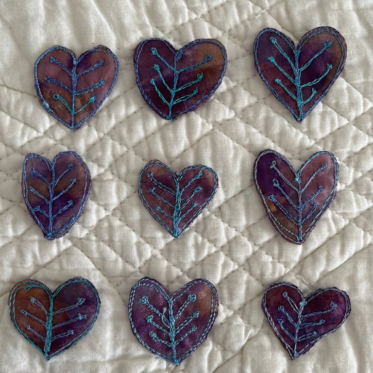 9 Free Motion Embroidery Heart Organza Embellishments Card Making Textiles