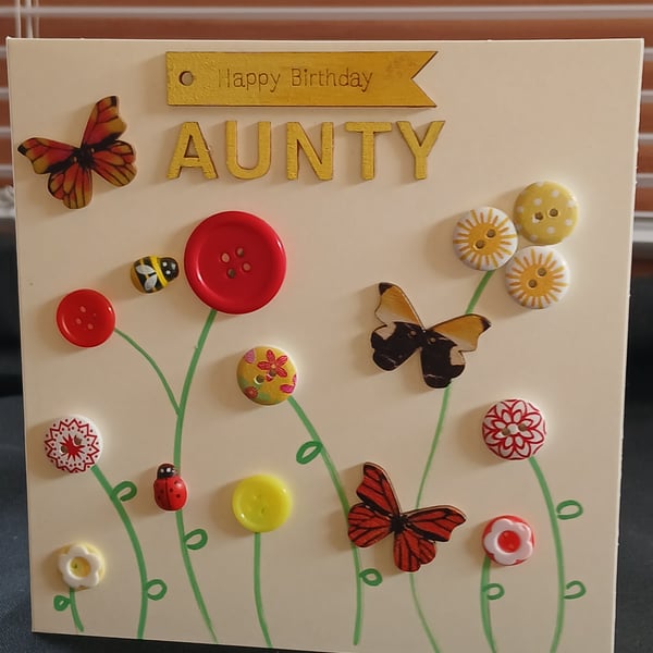 Handmade, aunty birthday card 