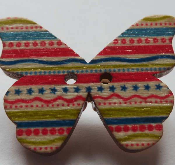 Cute little Butterfly wooden button brooches -  10 different designs polka dot