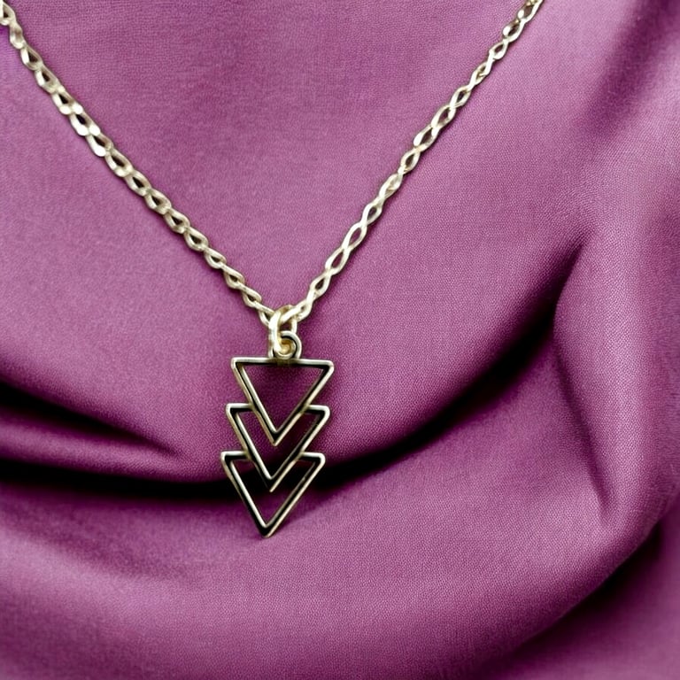 Triangles 14k Gold Vermeil Pendant - 16” Gift Boxed