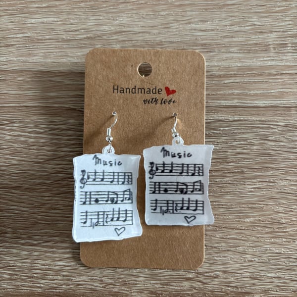 Sterling Silver Earrings - Music Transcript - Brand New & Sealed!!  