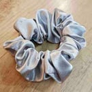 Handmade silver crepe satin scrunchie