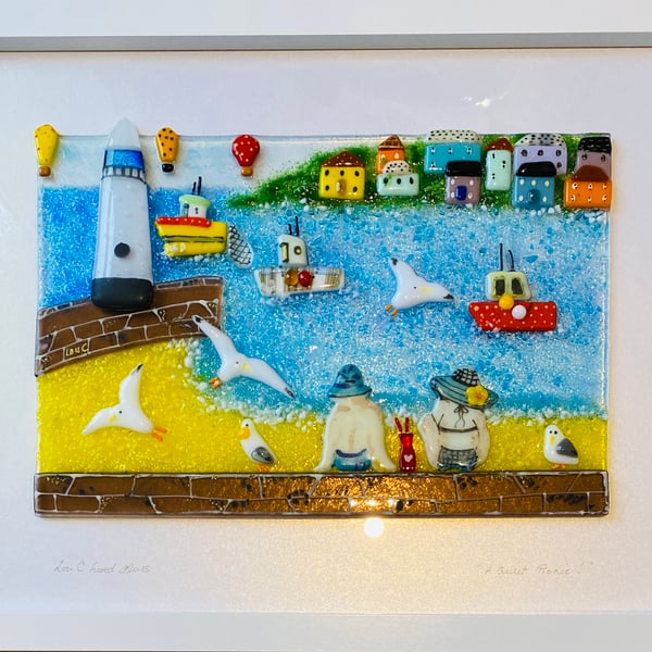 St ives - fused glass picture - “a quiet picnic” 