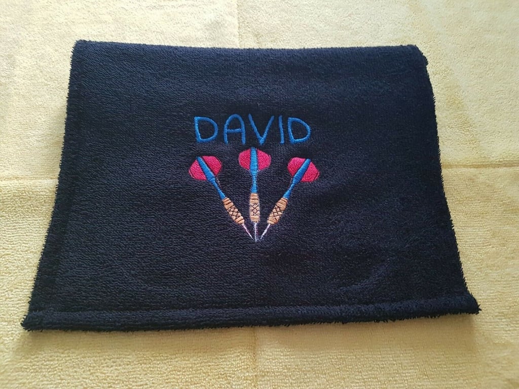 Handmade personalised Darts towel great present for family, friends, teams, Fath