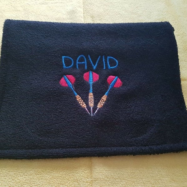 Handmade personalised Darts towel great present for family, friends, teams, Fath