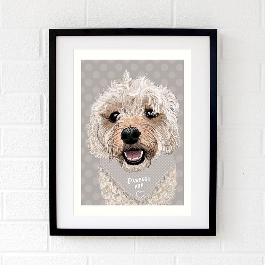 Cavadoodle wall art print - Cavapoo gift for him - Cavachon gift - Cavoodle art