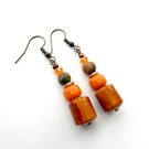 Light Brown Orange Dangle Drop Boho Earrings