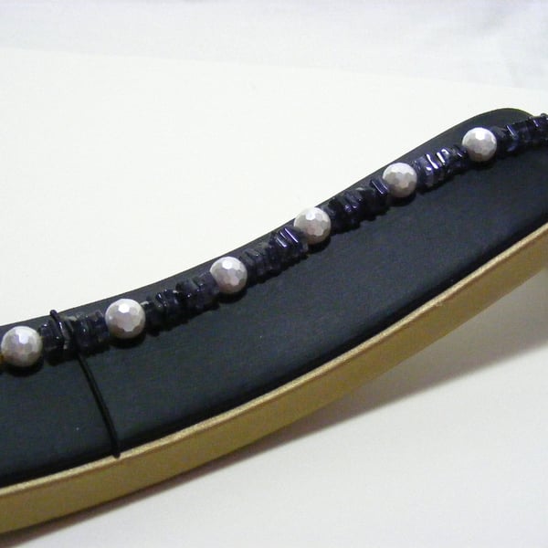 Iolite Gemstone and Shell Pearl Bracelet