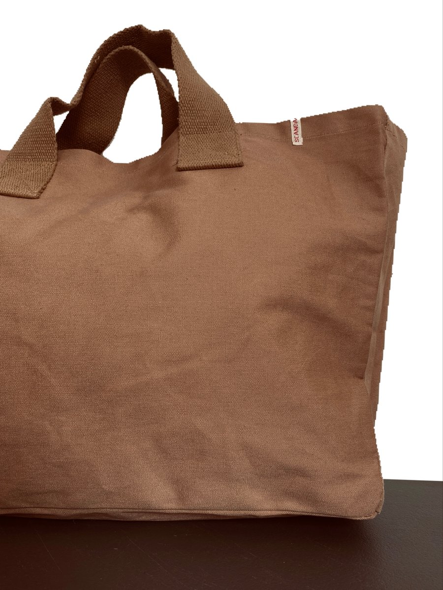 Canvas bag with short handles, large beach bag