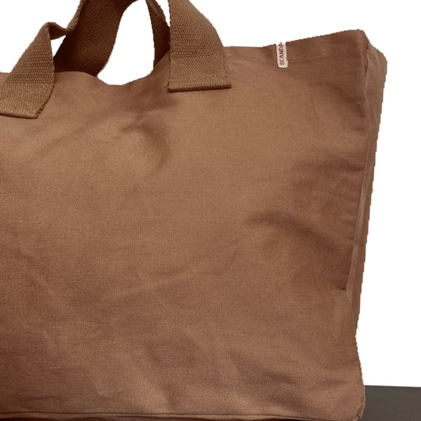 Canvas bag with short handles, large beach bag
