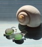Olive Green Seaham Seaglass Dangling Earrings Sterling Silver 925 - Image 1