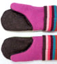 Wool mittens Created from Up-cycled Sweaters. Fully Lined. Stripe Cuff. - Image 3