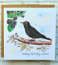 Birthday Card - blackbird and blackberries, original artwork, nature - Image 4