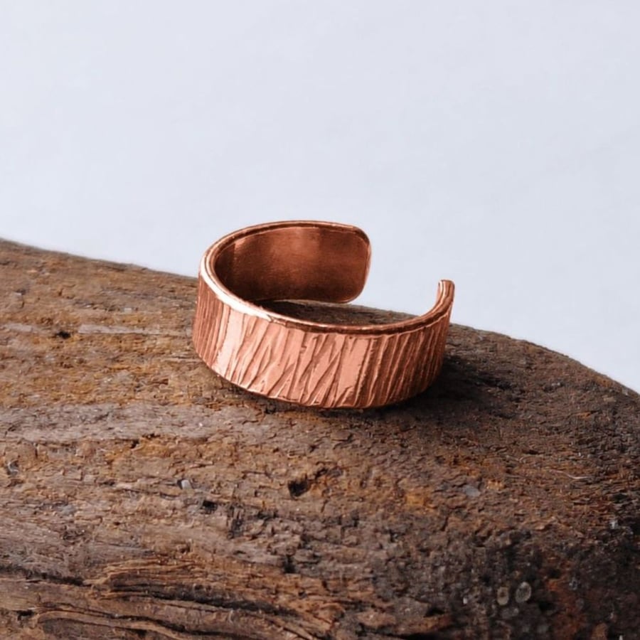 Copper Ear Cuff - Hammer Textured - 3mm 