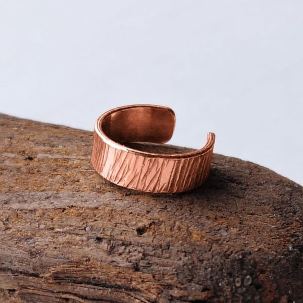 Copper Ear Cuff for Helix or Conch - Hammer Textured - 3mm 