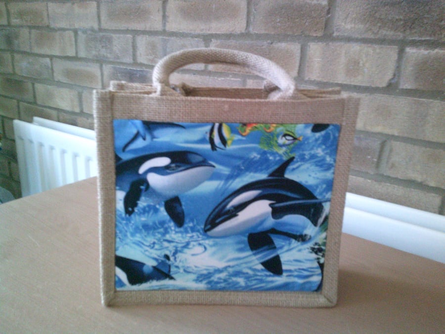 Ocra Whales Small Jute Bag