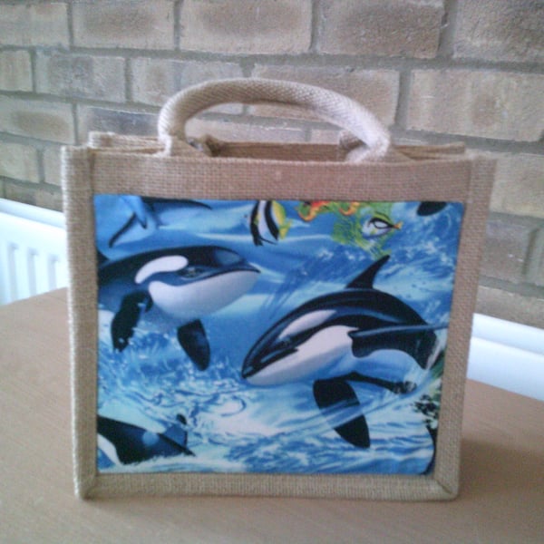 Ocra Whales Small Jute Bag