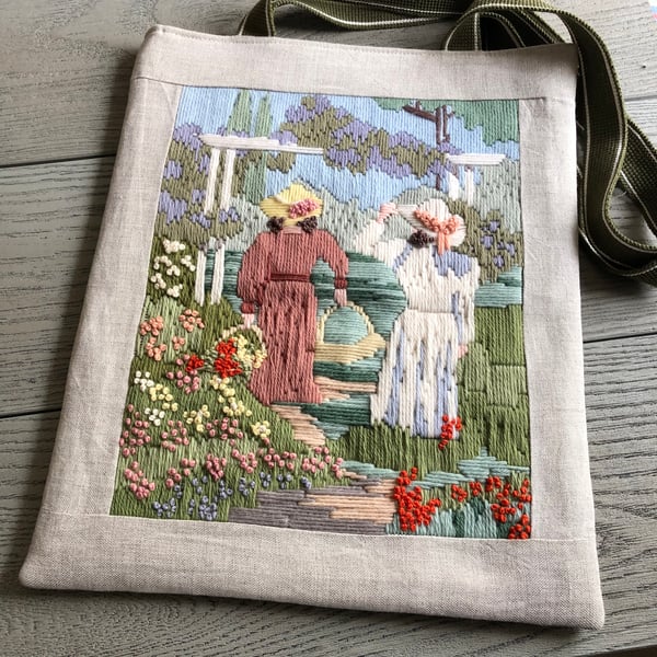 Recycled Tapestry Garden Themed Tote Bag