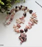 Artisan Pink Opal, Culture Pearls, Rhodanite & Rare Rhodochrosite Necklace  - Image 8