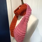 Scarf Chunky Anti Piling acrylic mix pink and orange 152cms long unisex