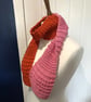Scarf Chunky Anti Piling acrylic mix pink and orange 152cms long unisex