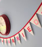 Just Married Felt Bunting - Red, Pink and Ivory Wedding Banner - Image 2